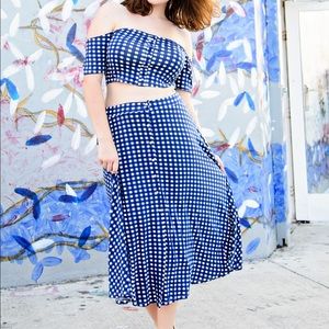 ASOS TALL Gingham Crop Top & Midi Skirt Co-Ord